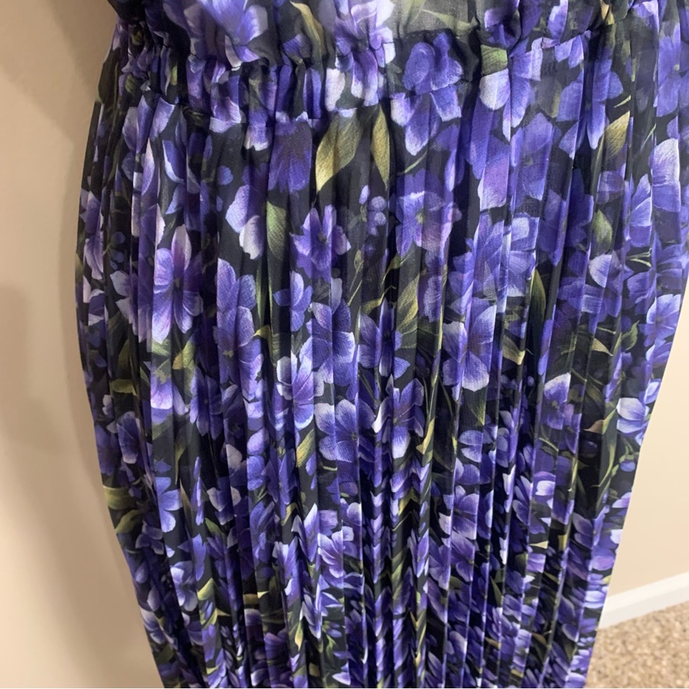 The Kooples Hortensia Floral Chiffon Pleated Maxi Dress - Picture 8 of 13